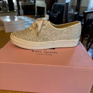Keds x Kate Spade New York Triple Glitter Sneakers, Cream - sz 7.5